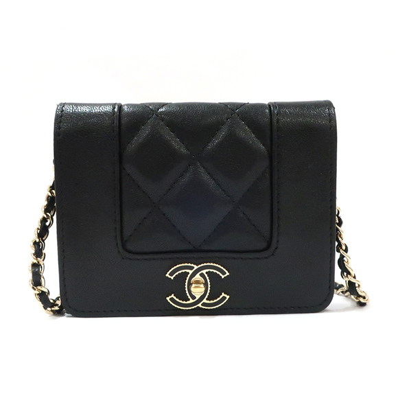 Chanel Chain Card Case Mademoiselle Black - Picture 1 of 9
